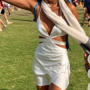 Cut Out White Satin Dress